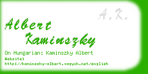 albert kaminszky business card